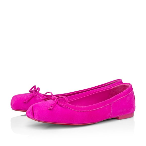 Christian Louboutin MAMADRAGUE Suede Ballerina Ballet Flat Shoes Bolerose - Picture 2 of 16